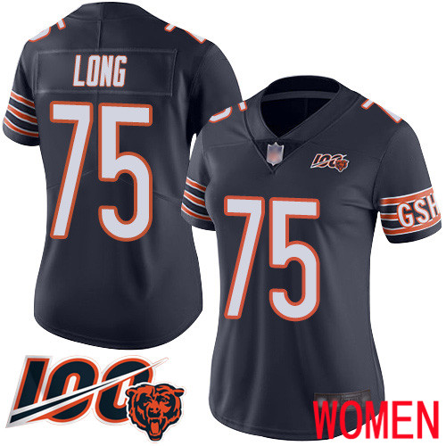 Chicago Bears Limited Navy Blue Women Kyle Long Home Jersey NFL Football #75 100th Season